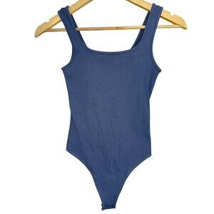 Abercrombie & Fitch Soft AF Blue Ribbed Knit Sleeveless Tank Bodysuit Womens XS